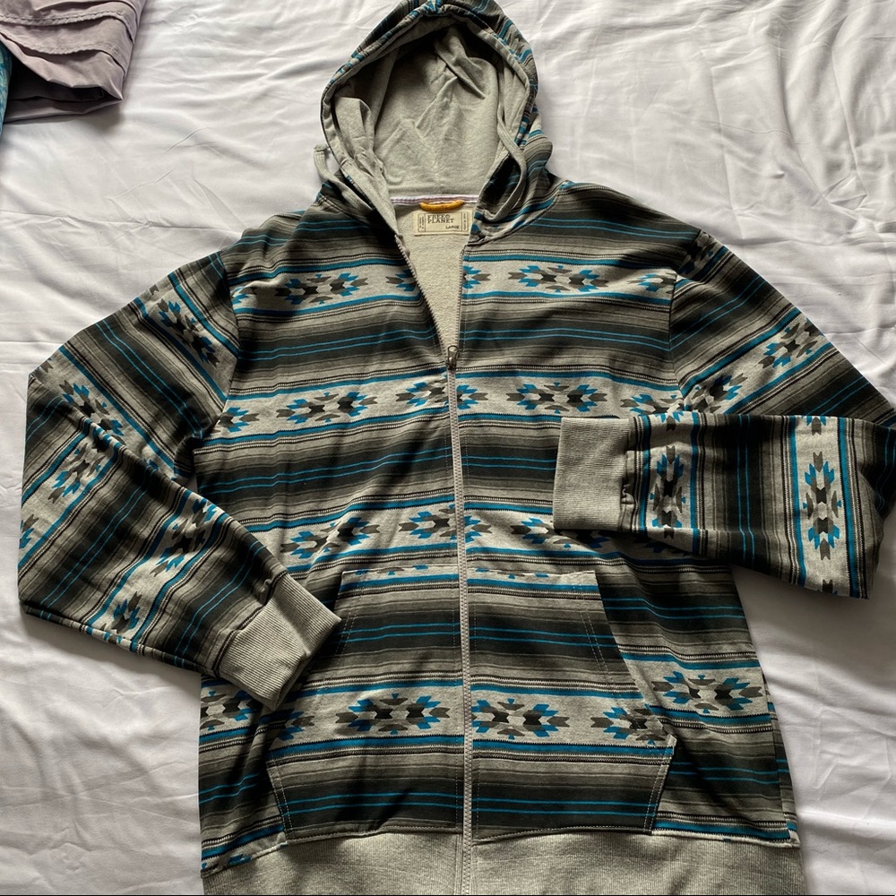 Aztec Tribal Print Zipper Hoodie